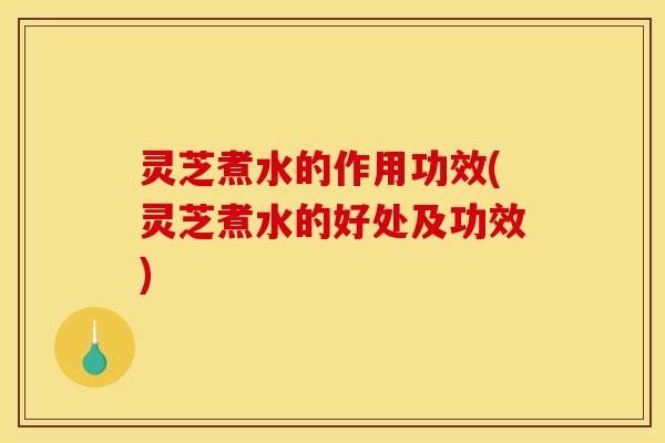 灵芝煮水的作用功效(灵芝煮水的好处及功效)