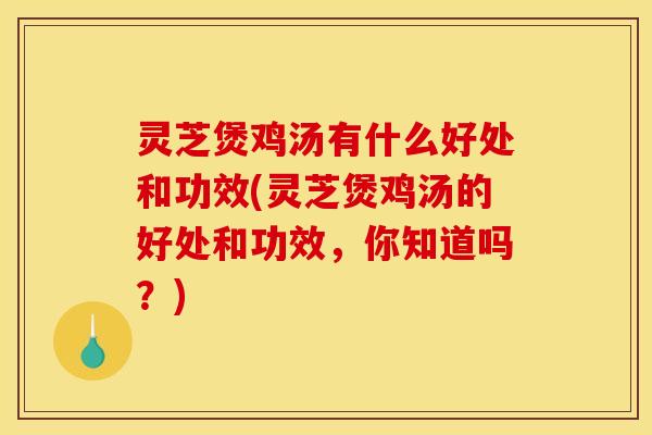 灵芝煲鸡汤有什么好处和功效(灵芝煲鸡汤的好处和功效,你知道吗?)