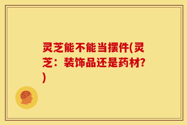 灵芝能不能当摆件(灵芝：装饰品还是药材？)