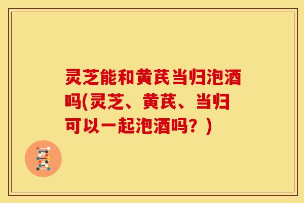 灵芝能和黄芪当归泡酒吗(灵芝、黄芪、当归可以一起泡酒吗?)