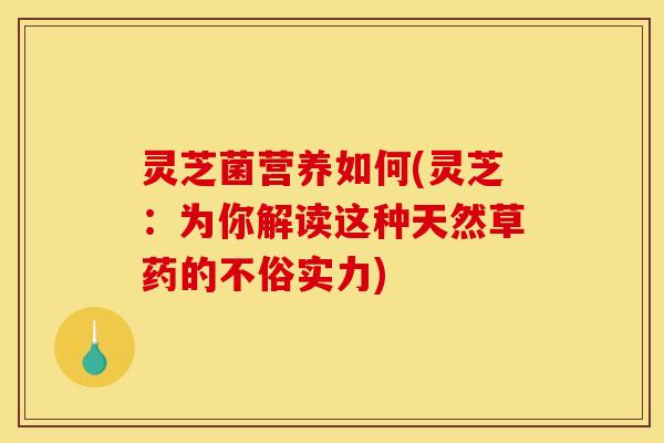 灵芝菌营养如何(灵芝：为你解读这种天然草药的不俗实力)