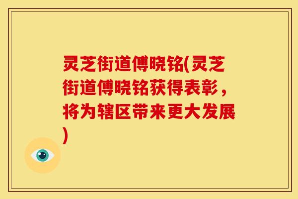 灵芝街道傅晓铭(灵芝街道傅晓铭获得表彰，将为辖区带来更大发展)