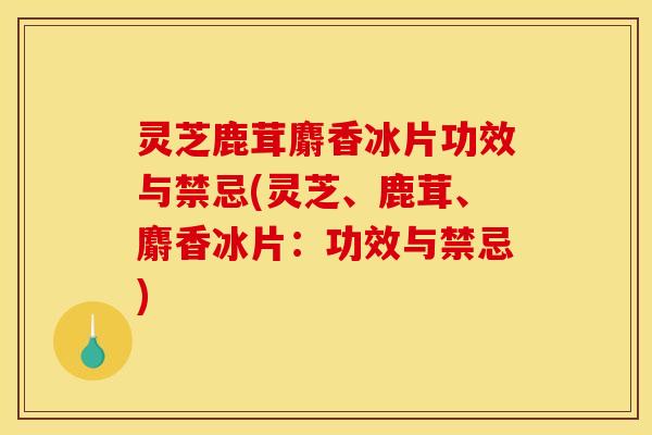 灵芝鹿茸麝香冰片功效与禁忌(灵芝、鹿茸、麝香冰片:功效与禁忌)