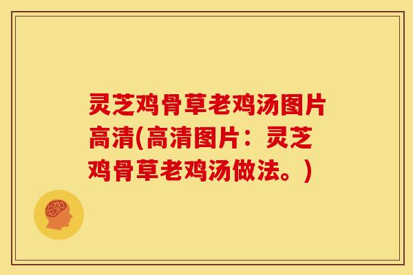 灵芝鸡骨草老鸡汤图片高清(高清图片：灵芝鸡骨草老鸡汤做法。)
