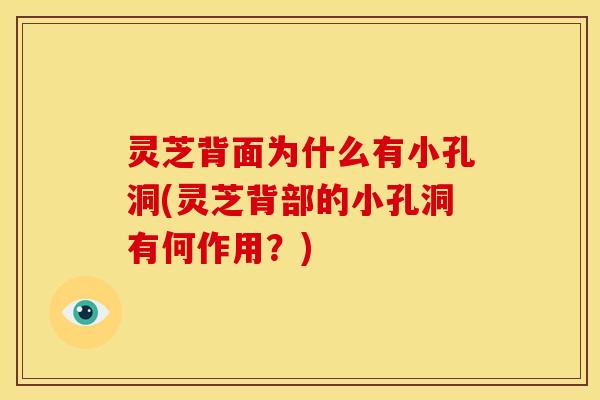 灵芝背面为什么有小孔洞(灵芝背部的小孔洞有何作用?)