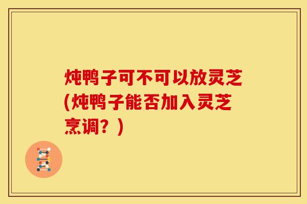 炖鸭子可不可以放灵芝(炖鸭子能否加入灵芝烹调?)