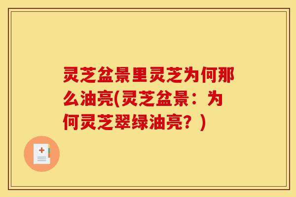 灵芝盆景里灵芝为何那么油亮(灵芝盆景:为何灵芝翠绿油亮?)