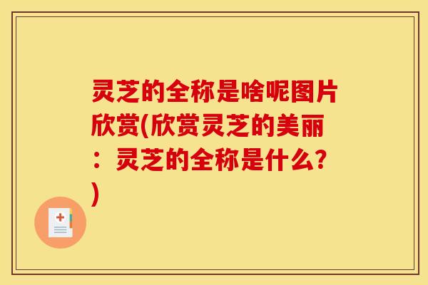 灵芝的全称是啥呢图片欣赏(欣赏灵芝的美丽:灵芝的全称是什么?)
