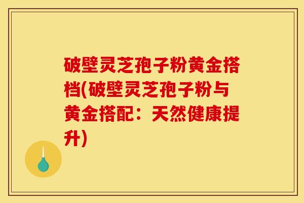 破壁灵芝孢子粉黄金搭档(破壁灵芝孢子粉与黄金搭配:天然健康提升)