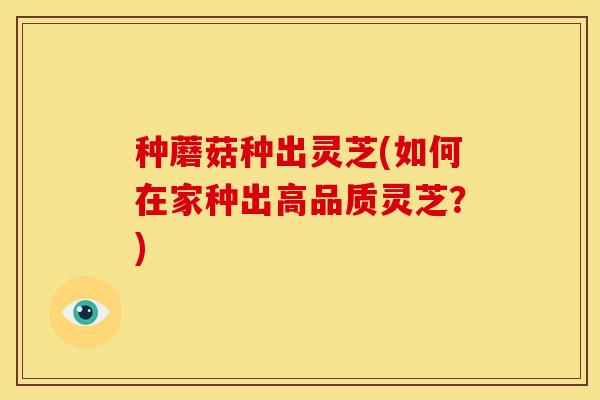 种蘑菇种出灵芝(如何在家种出高品质灵芝?)