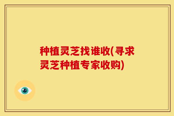 种植灵芝找谁收(寻求灵芝种植专家收购)