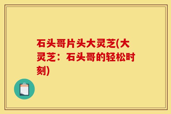 石头哥片头大灵芝(大灵芝：石头哥的轻松时刻)