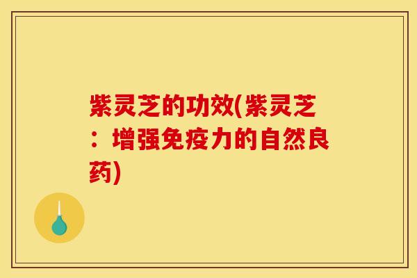 紫灵芝的功效(紫灵芝:增强免疫力的自然良药)