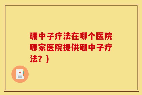 硼中子疗法在哪个医院哪家医院提供硼中子疗法？)