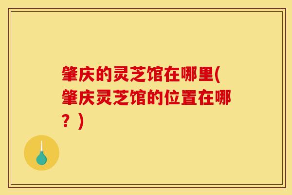 肇庆的灵芝馆在哪里(肇庆灵芝馆的位置在哪?)