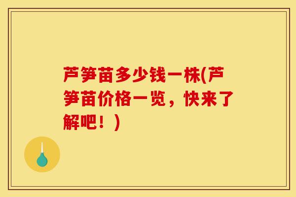 芦笋苗多少钱一株(芦笋苗价格一览，快来了解吧！)