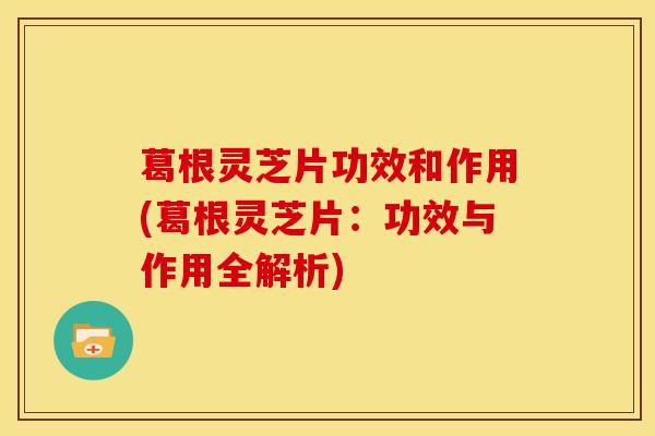 葛根灵芝片功效和作用(葛根灵芝片:功效与作用全解析)