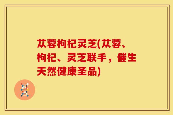 苁蓉枸杞灵芝(苁蓉、枸杞、灵芝联手，催生天然健康圣品)