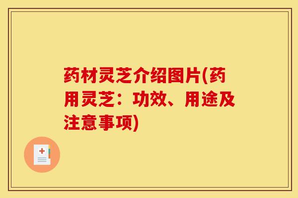 药材灵芝介绍图片(药用灵芝:功效、用途及注意事项)