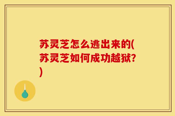 苏灵芝怎么逃出来的(苏灵芝如何成功越狱?)