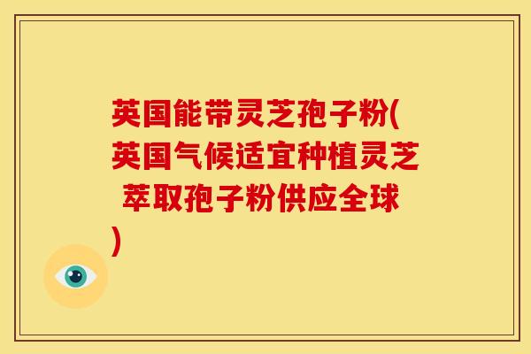 英国能带灵芝孢子粉(英国气候适宜种植灵芝 萃取孢子粉供应全球)