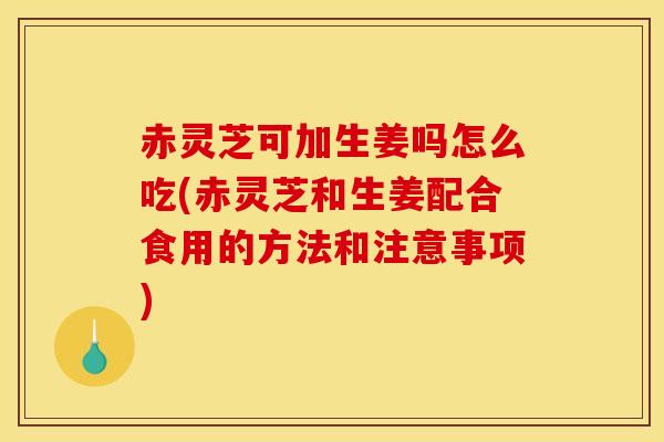 赤灵芝可加生姜吗怎么吃(赤灵芝和生姜配合食用的方法和注意事项)