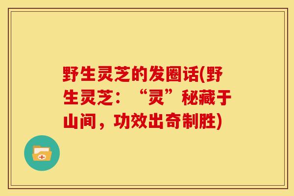 野生灵芝的发圈话(野生灵芝:“灵”秘藏于山间,功效出奇制胜)