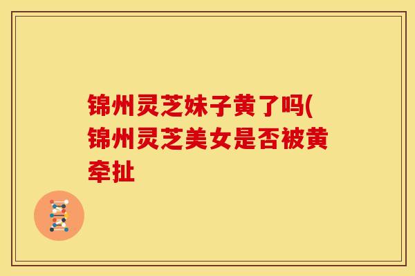 锦州灵芝妹子黄了吗(锦州灵芝美女是否被黄牵扯