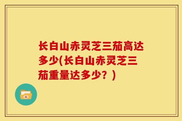 长白山赤灵芝三茄高达多少(长白山赤灵芝三茄重量达多少？)