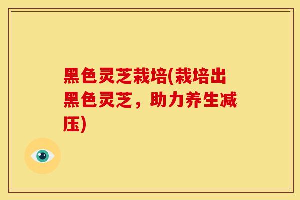 黑色灵芝栽培(栽培出黑色灵芝,助力养生减压)