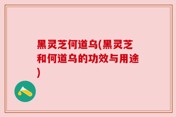 黑灵芝何道乌(黑灵芝和何道乌的功效与用途)