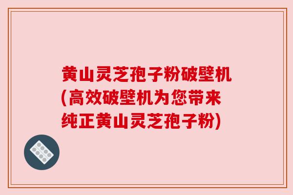黄山灵芝孢子粉破壁机(高效破壁机为您带来纯正黄山灵芝孢子粉)