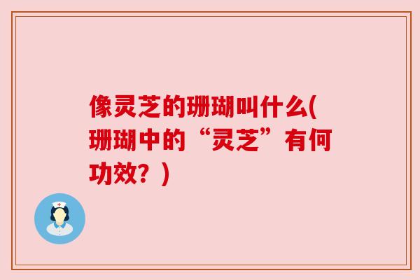 像灵芝的珊瑚叫什么(珊瑚中的“灵芝”有何功效?)