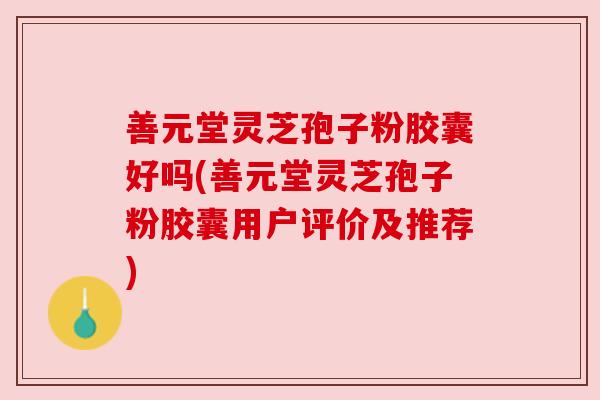 善元堂灵芝孢子粉胶囊好吗(善元堂灵芝孢子粉胶囊用户评价及推荐)