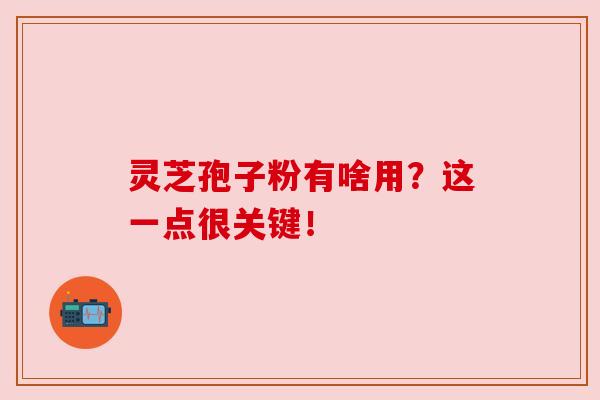 灵芝孢子粉有啥用?这一点很关键!