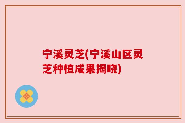 宁溪灵芝(宁溪山区灵芝种植成果揭晓)