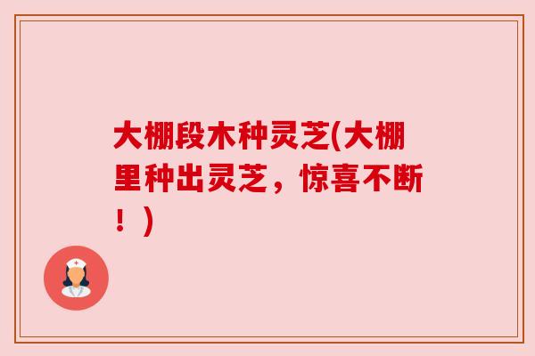 大棚段木种灵芝(大棚里种出灵芝，惊喜不断！)
