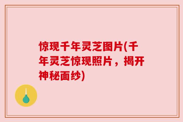 惊现千年灵芝图片(千年灵芝惊现照片,揭开神秘面纱)