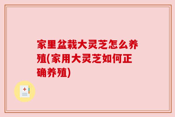 家里盆栽大灵芝怎么养殖(家用大灵芝如何正确养殖)