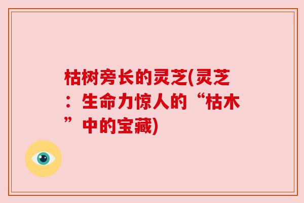 枯树旁长的灵芝(灵芝：生命力惊人的“枯木”中的宝藏)