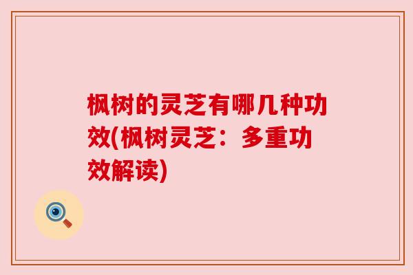 枫树的灵芝有哪几种功效(枫树灵芝：多重功效解读)