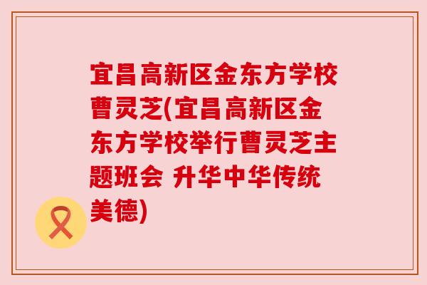 宜昌高新区金东方学校曹灵芝(宜昌高新区金东方学校举行曹灵芝主题班会 升华中华传统美德)