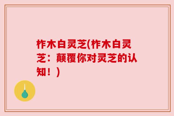 柞木白灵芝(柞木白灵芝:颠覆你对灵芝的认知!)