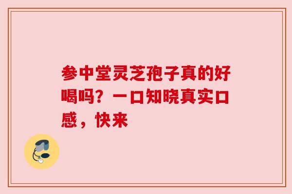 参中堂灵芝孢子真的好喝吗?一口知晓真实口感,快来